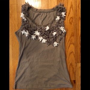 New inc Sleeveless Top Tank Taupe & White Sz L